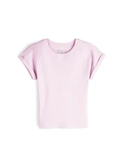 GATE Klasyczna koszulka z żebrowanej dzianiny| Koszulki I Topy·Koszulki