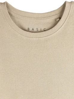 GATE Klasyczna koszulka z żebrowanej dzianiny| Koszulki I Topy·Koszulki