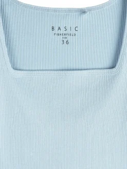 GATE Klasyczna koszulka z żebrowanej dzianiny| Koszulki I Topy·Koszulki