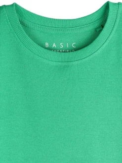 GATE Klasyczna koszulka z żebrowanej dzianiny| Koszulki I Topy·Koszulki