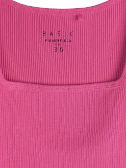 GATE Klasyczna koszulka z żebrowanej dzianiny| Koszulki I Topy·Koszulki