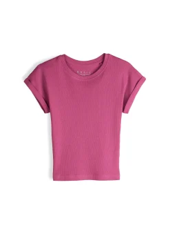 GATE Klasyczna koszulka z żebrowanej dzianiny| Koszulki I Topy·Koszulki