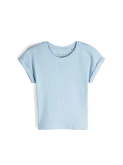 GATE Klasyczna koszulka z żebrowanej dzianiny| Koszulki I Topy·Koszulki