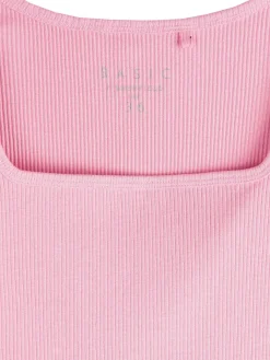 GATE Klasyczna koszulka z żebrowanej dzianiny| Koszulki I Topy·Koszulki