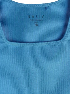 GATE Klasyczna koszulka z żebrowanej dzianiny| Koszulki I Topy·Koszulki