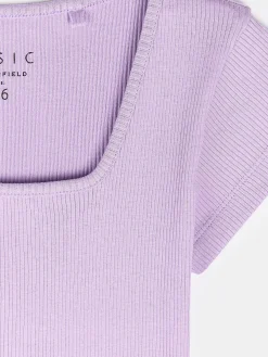 GATE Klasyczna koszulka z żebrowanej dzianiny| Koszulki I Topy·Koszulki