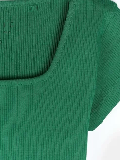 GATE Klasyczna koszulka z żebrowanej dzianiny| Koszulki I Topy·Koszulki