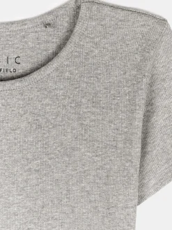 GATE Klasyczna koszulka z żebrowanej dzianiny| Koszulki I Topy·Koszulki