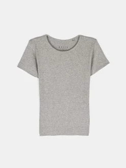 GATE Klasyczna koszulka z żebrowanej dzianiny| Koszulki I Topy·Koszulki