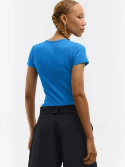 GATE Klasyczna koszulka z żebrowanej dzianiny| Koszulki I Topy·Koszulki