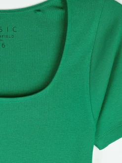 GATE Klasyczna koszulka z żebrowanej dzianiny| Koszulki I Topy·Koszulki