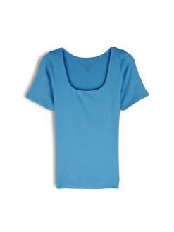 GATE Klasyczna koszulka z żebrowanej dzianiny| Koszulki I Topy·Koszulki