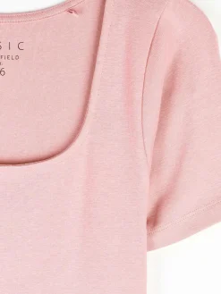 GATE Klasyczna koszulka z żebrowanej dzianiny| Koszulki I Topy·Koszulki