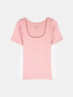 GATE Klasyczna koszulka z żebrowanej dzianiny| Koszulki I Topy·Koszulki