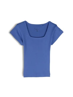 GATE Klasyczna koszulka z żebrowanej dzianiny| Koszulki I Topy·Koszulki