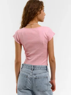 GATE Klasyczna koszulka z żebrowanej dzianiny| Koszulki I Topy·Koszulki