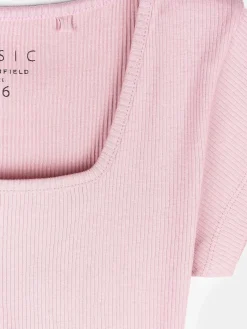 GATE Klasyczna koszulka z żebrowanej dzianiny| Koszulki I Topy·Koszulki