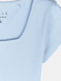 GATE Klasyczna koszulka z żebrowanej dzianiny| Koszulki I Topy·Koszulki