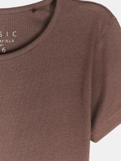 GATE Klasyczna koszulka z żebrowanej dzianiny| Koszulki I Topy·Koszulki