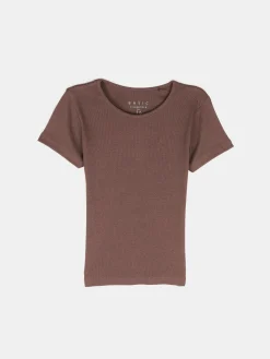 GATE Klasyczna koszulka z żebrowanej dzianiny| Koszulki I Topy·Koszulki