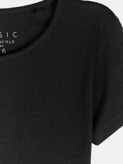 GATE Klasyczna koszulka z żebrowanej dzianiny| Koszulki I Topy·Koszulki