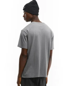 GATE Klasyczna koszulka z żebrowanej dzianiny| Koszulki·Koszulki ☀️|Koszulki·Basic Koszulki I Podkoszulki