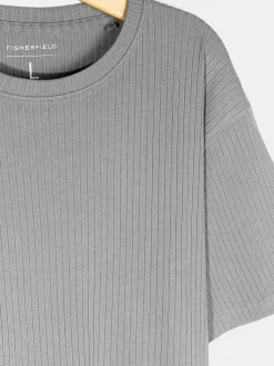 GATE Klasyczna koszulka z żebrowanej dzianiny| Koszulki·Koszulki ☀️|Koszulki·Basic Koszulki I Podkoszulki