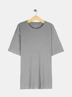 GATE Klasyczna koszulka z żebrowanej dzianiny| Koszulki·Koszulki ☀️|Koszulki·Basic Koszulki I Podkoszulki