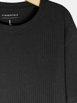 GATE Klasyczna koszulka z żebrowanej dzianiny| Koszulki·Koszulki ☀️|Koszulki·Basic Koszulki I Podkoszulki