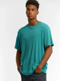 GATE Klasyczna koszulka z żebrowanej dzianiny| Koszulki·Koszulki ☀️|Koszulki·Basic Koszulki I Podkoszulki