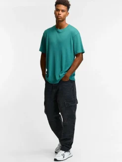 GATE Klasyczna koszulka z żebrowanej dzianiny| Koszulki·Koszulki ☀️|Koszulki·Basic Koszulki I Podkoszulki