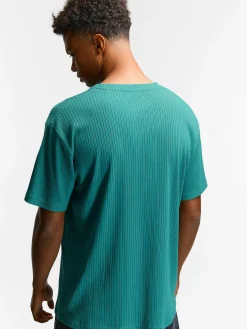 GATE Klasyczna koszulka z żebrowanej dzianiny| Koszulki·Koszulki ☀️|Koszulki·Basic Koszulki I Podkoszulki