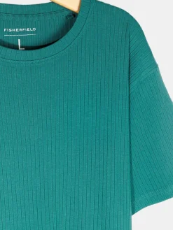 GATE Klasyczna koszulka z żebrowanej dzianiny| Koszulki·Koszulki ☀️|Koszulki·Basic Koszulki I Podkoszulki