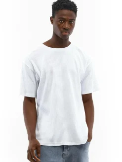 GATE Klasyczna koszulka z żebrowanej dzianiny| Koszulki·Koszulki ☀️|Koszulki·Basic Koszulki I Podkoszulki