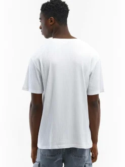 GATE Klasyczna koszulka z żebrowanej dzianiny| Koszulki·Koszulki ☀️|Koszulki·Basic Koszulki I Podkoszulki