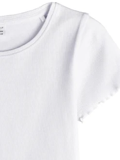GATE Klasyczna koszulka z żebrowanej dzianiny|Dzieci Dziewczynki·Koszulki I Topy