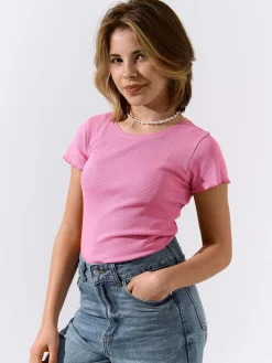 GATE Klasyczna koszulka z żebrowanej dzianiny|Dzieci Dziewczynki·Koszulki I Topy