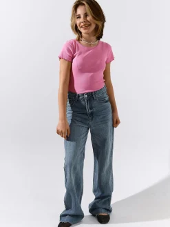 GATE Klasyczna koszulka z żebrowanej dzianiny|Dzieci Dziewczynki·Koszulki I Topy