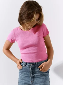 GATE Klasyczna koszulka z żebrowanej dzianiny|Dzieci Dziewczynki·Koszulki I Topy