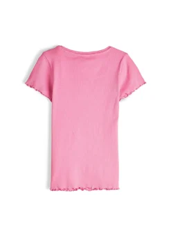 GATE Klasyczna koszulka z żebrowanej dzianiny|Dzieci Dziewczynki·Koszulki I Topy