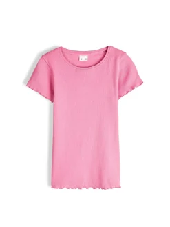 GATE Klasyczna koszulka z żebrowanej dzianiny|Dzieci Dziewczynki·Koszulki I Topy