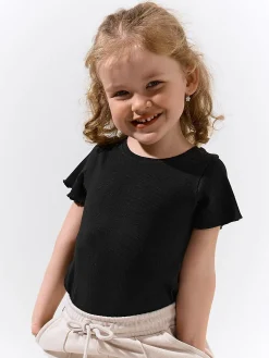 GATE Klasyczna koszulka z żebrowanej dzianiny|Dzieci Dziewczynki·Koszulki I Topy
