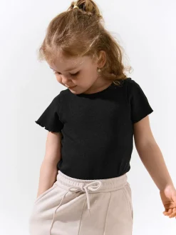 GATE Klasyczna koszulka z żebrowanej dzianiny|Dzieci Dziewczynki·Koszulki I Topy