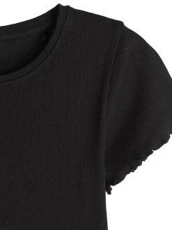 GATE Klasyczna koszulka z żebrowanej dzianiny|Dzieci Dziewczynki·Koszulki I Topy