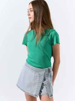 GATE Klasyczna koszulka z żebrowanej dzianiny|Dzieci Dziewczynki·Koszulki I Topy