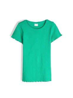 GATE Klasyczna koszulka z żebrowanej dzianiny|Dzieci Dziewczynki·Koszulki I Topy