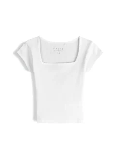 GATE Klasyczna koszulka z żebrowanej dzianiny| Koszulki I Topy·Koszulki