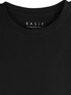 GATE Klasyczna koszulka z żebrowanej dzianiny| Koszulki I Topy·Koszulki