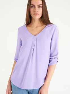 GATE Klasyczna wiskozowa bluzka z dekoltem w serek|Damskie Koszulki I Topy·Bluzki|Koszulki I Topy·Koszule Damskie