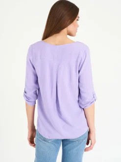 GATE Klasyczna wiskozowa bluzka z dekoltem w serek|Damskie Koszulki I Topy·Bluzki|Koszulki I Topy·Koszule Damskie